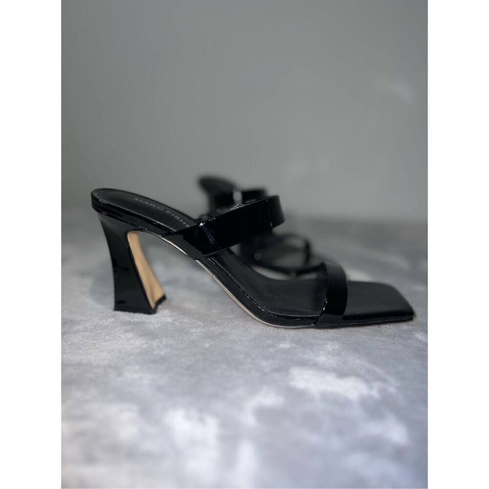 Black Patent Strappy High Heel Sandal - Women
